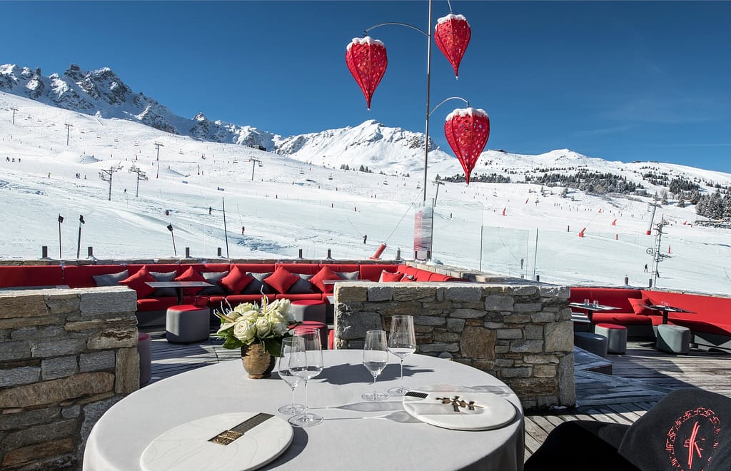 Powder Pines Luxury Travel - Sunshine Terrace Dining at Le K2 Altitude - Les 3 Vallées