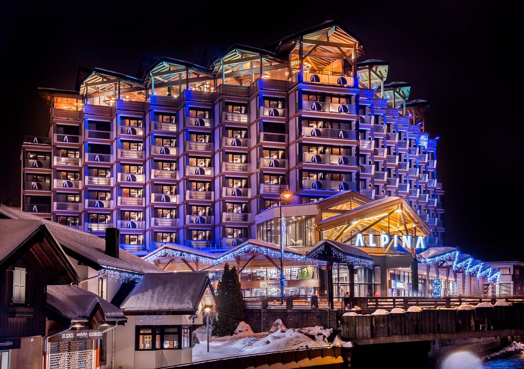 Alpina Eclectic Hotel External Lit Up